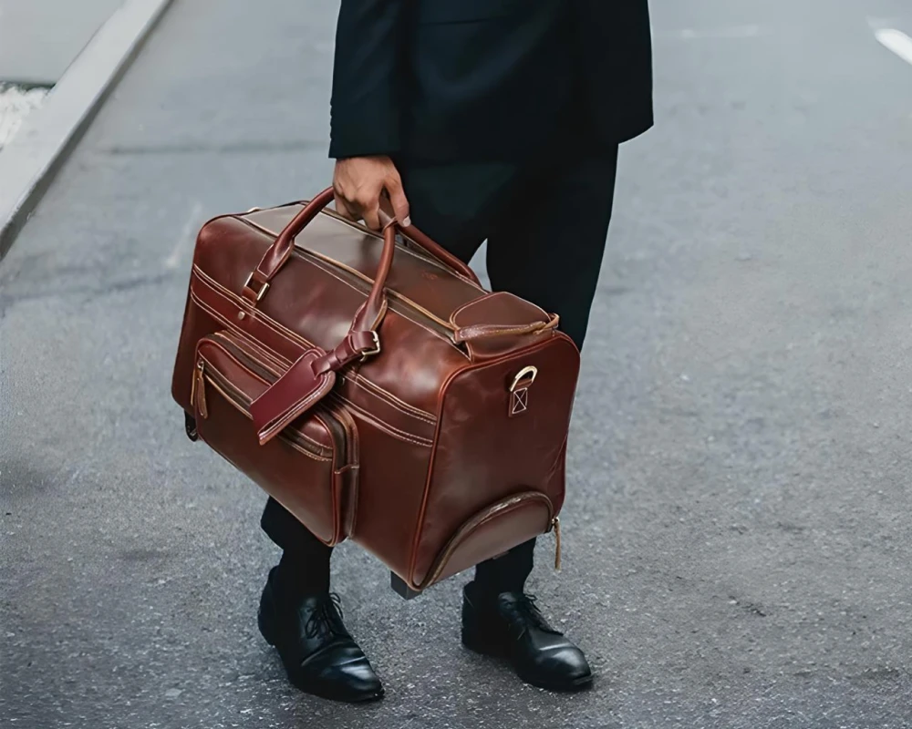 leather carry on luggage wheeled