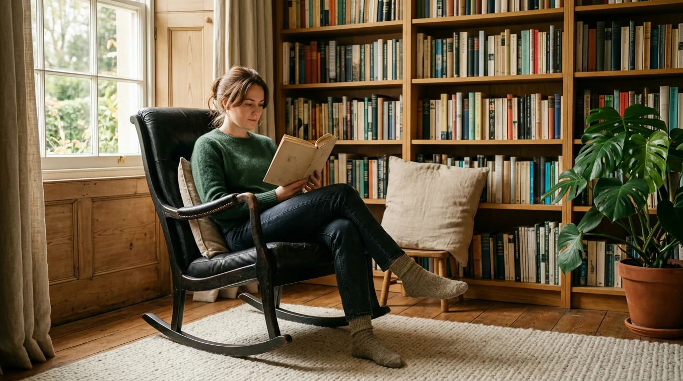 Elegant Ebony Genuine Leather Rocking Chair: Styling Guide